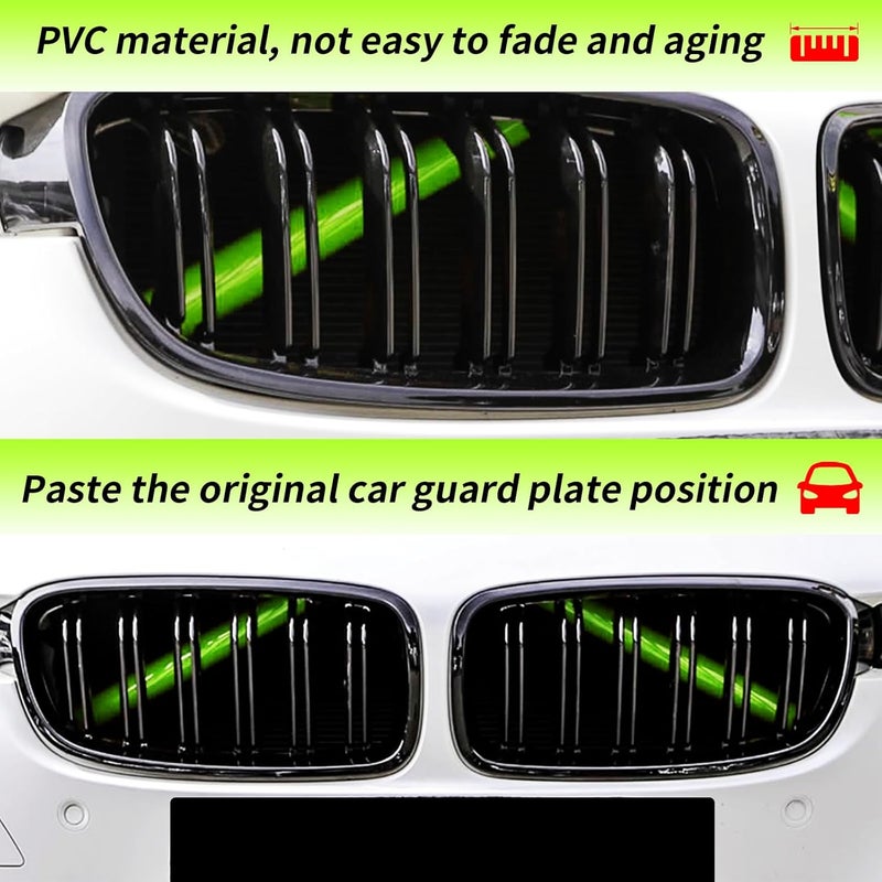 SHSBSCAR M-Sport V Brace Grille Inserts Stripes Trim, Compatible with BMW F30 F32 320 328 330 335 428 435 3/4 Series etc Front Grille Trim Stripes Cover (F30 Green) - Image 5